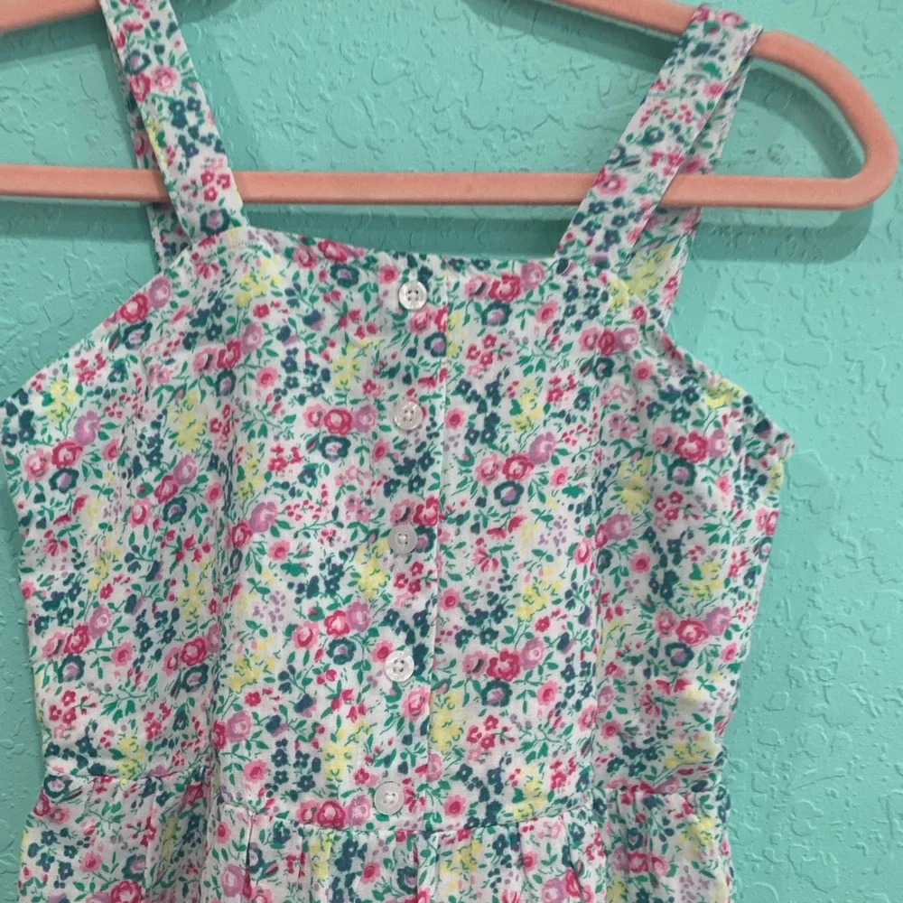 GAP Girls Floral Sundress White Pink Green L 10/12 cottagecore summer wedding